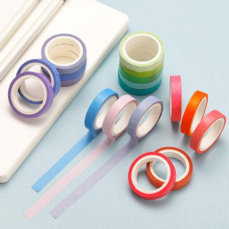 STOBOK 60 Roll Basic Washi Paper Tapes Assorted Pure Colors Chic Tape Stickers Gift Wrapping Tape DIY Craft Tape Paper Decor - Image 2