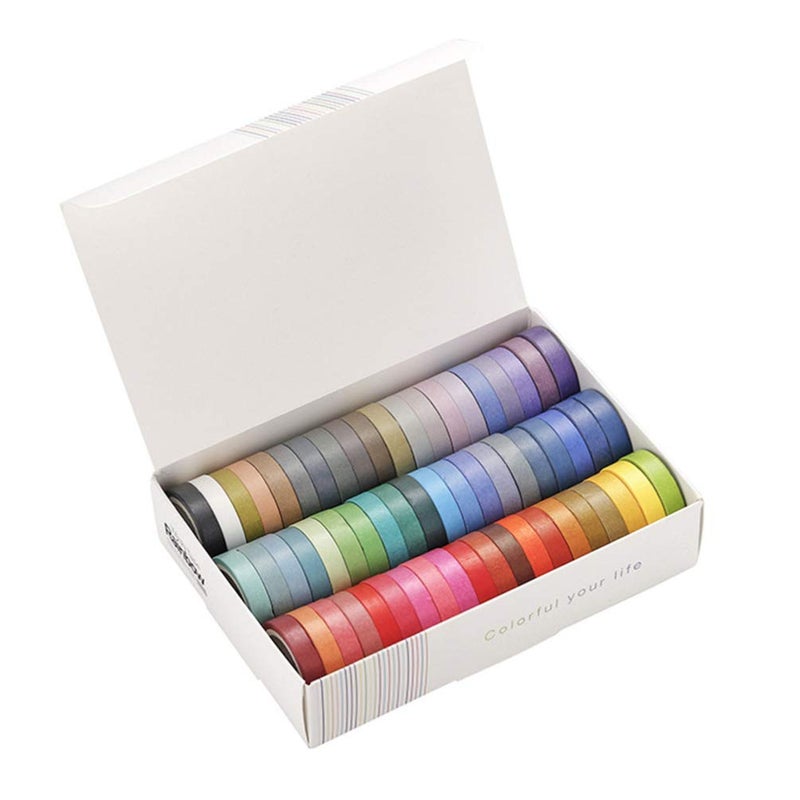 STOBOK 60 Roll Basic Washi Paper Tapes Assorted Pure Colors Chic Tape Stickers Gift Wrapping Tape DIY Craft Tape Paper Decor - Image 1