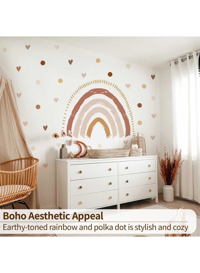 FUNLIFE Large Boho Rainbow Wall Decals Peel and Stick, Self Adhesive Boho Polka Dot Wall Decal Hearts Wall Sticker for Girls Bedroom Decor, Kids Nursery Room - Image 4