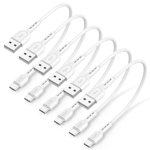 SOOPII Short USB C Cable6 Pack 8 Inch USB A to USB C CablesShort Type C Fast Charging CablesCompatible with lPhoneGalaxylPadLaptopCharging Station and Power Bank AccessoryWhite - Image 1