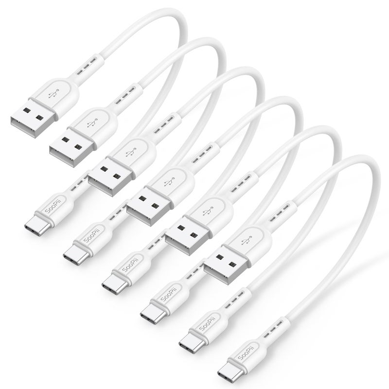 SOOPII Short USB C Cable6 Pack 8 Inch USB A to USB C CablesShort Type C Fast Charging CablesCompatible with lPhoneGalaxylPadLaptopCharging Station and Power Bank AccessoryWhite - Image 2