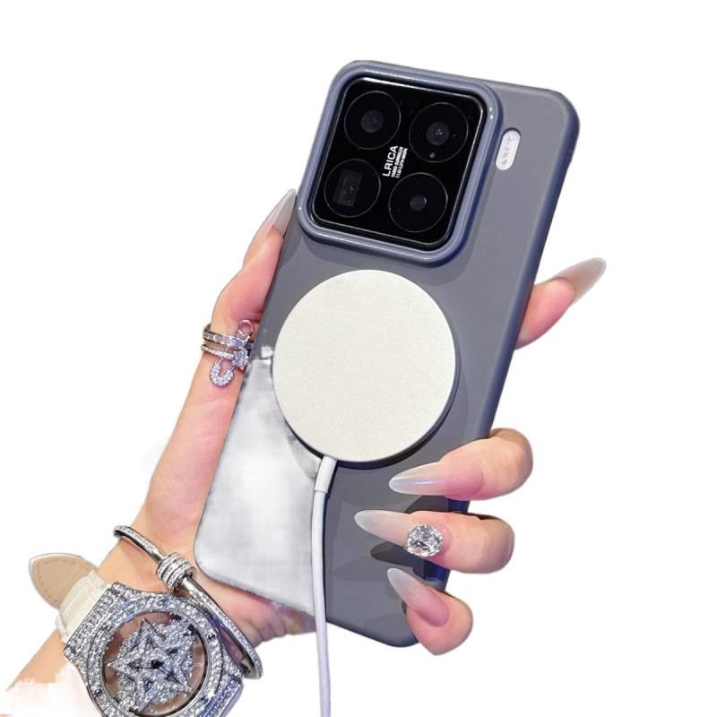 غطاء MagSafe بPC لـ Xiaomi 14 Pro مع مغناطيس قوي وملمس غير لامع مع مقاوم للصدمات مع ملمس ناعم مع حماية من السقوط باللون رمادي مغناطيسي للاستخدام الخارجي سهل الحمل - Image 4