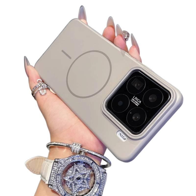 غطاء MagSafe بPC لـ Xiaomi 14 Pro مع مغناطيس قوي وملمس غير لامع مع مقاوم للصدمات مع ملمس ناعم مع حماية من السقوط باللون رمادي مغناطيسي للاستخدام الخارجي سهل الحمل - Image 1