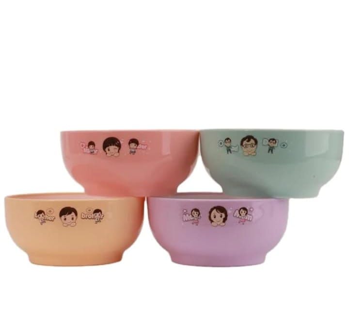 TERXA Plastic Family Bowl Set Cartoon Design Bowl for ChildrenKids Kitchen Bowl Food Mixing Bowl for CerealSaladRiceSoupPastaSnack Serving Bowl Set Set of 4 PCsMulticolor - Image 2
