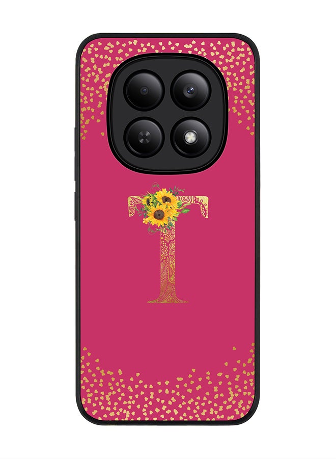 For Xiaomi Redmi Note 15 4G Case,Slim fit Camera Protection, Shockproof Thin Phone cover  - Custom Floral Monogram - T ( Deep Pink )