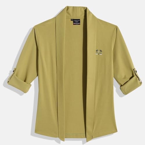 CAVIO Boys Full Sleeves Solid Shrug with T-Shirt Lemon - Image 4