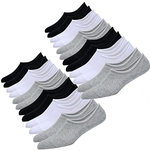 JORMATT 12 Pairs Mens & Women No Show Socks Non-Slip, Athletic Sneaker Cotton Invisible Low Cut Socks for Mens Shoe Size 13-15 - Image 1