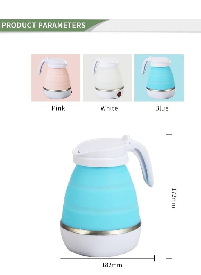 Electric folding kettle made of silicone, easy storage, quick water pot heater for tea and coffee, size 600 ml,  ( Multi colour )