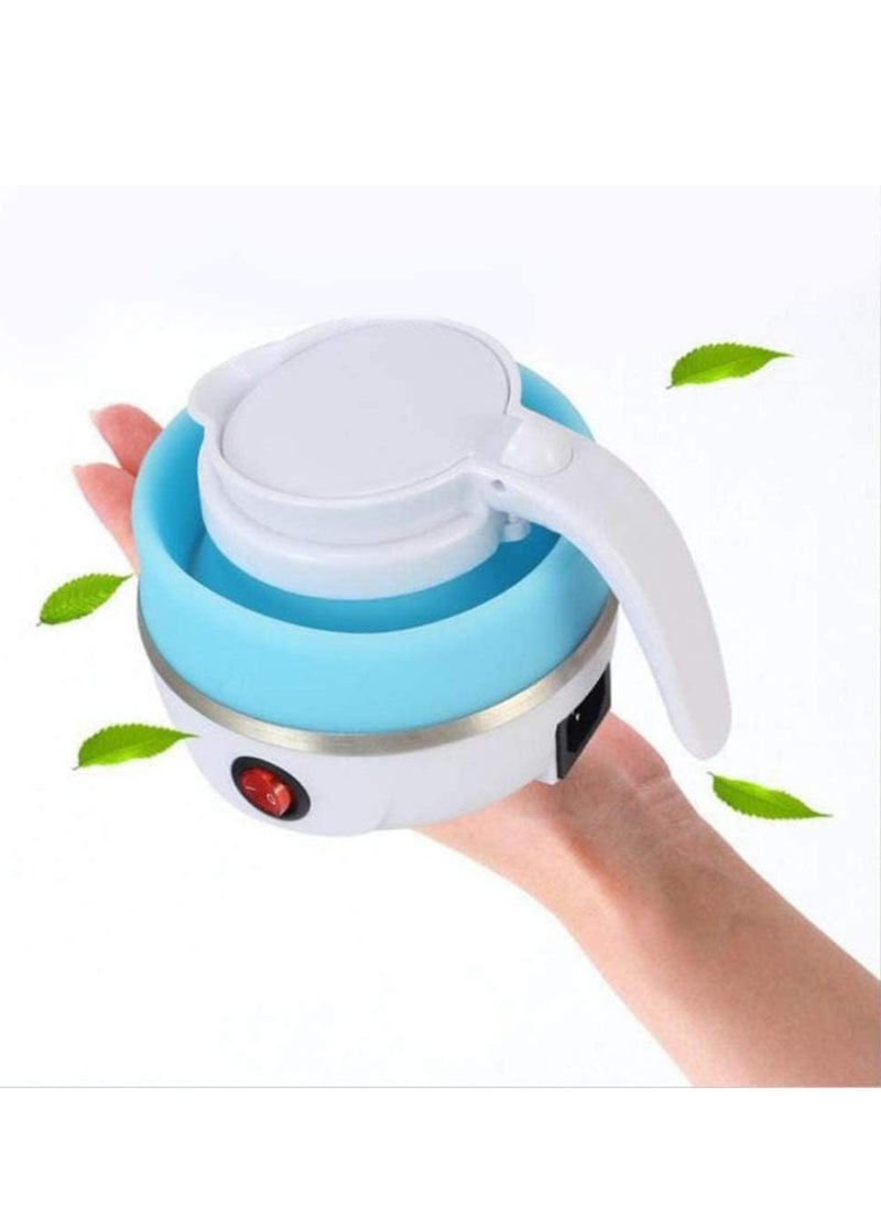 Electric folding kettle made of silicone, easy storage, quick water pot heater for tea and coffee, size 600 ml,  ( Multi colour )