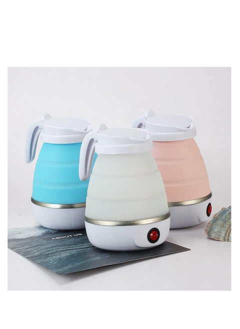 Electric folding kettle made of silicone, easy storage, quick water pot heater for tea and coffee, size 600 ml,  ( Multi colour )