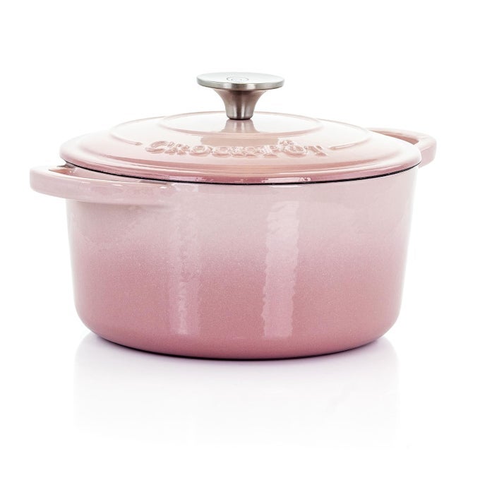 CROCKPOT ARTISAN ROUND ENAMELED CAST IRON DUTCH OVEN 3QUART BLUSH PINK