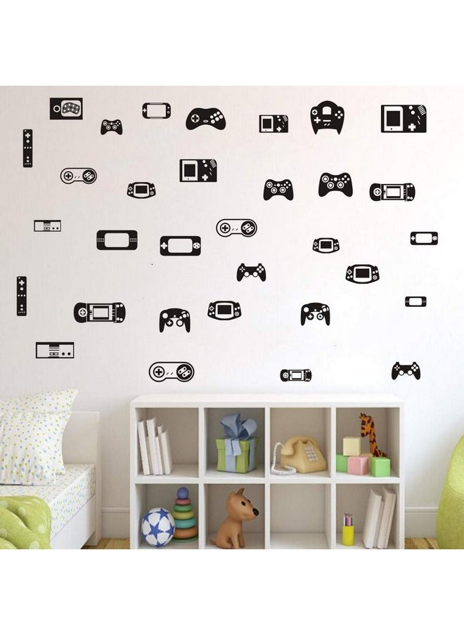 YOYOYU ART HOME DECOR Children Room Art Games Wall Sticker 50Pcsset Gamepad Game Console Vinyl Decor Stickers For Boys Bedroom Gaming Wall Decal Bedroom Removablr Murals Am108 (Black)  - Image 3