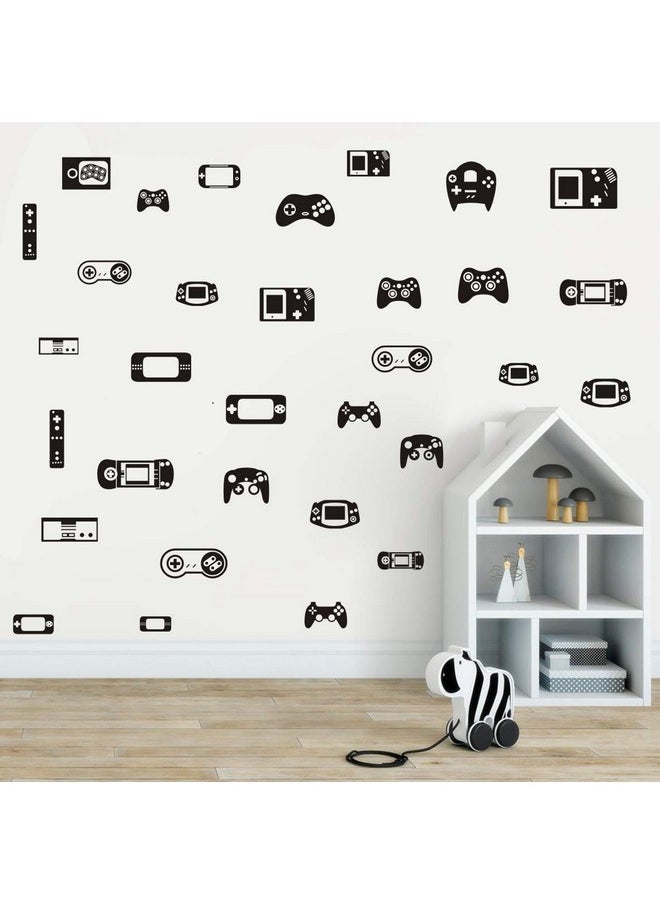 YOYOYU ART HOME DECOR Children Room Art Games Wall Sticker 50Pcsset Gamepad Game Console Vinyl Decor Stickers For Boys Bedroom Gaming Wall Decal Bedroom Removablr Murals Am108 (Black)  - Image 2