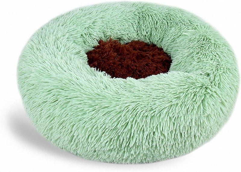Donut Cat Bed, Donut Cuddler Dog Bed Cozy Fluffy Faux Fur Dog Cushion Bed, Outer Cover Can Zips Off, Removable and Washa,Orange,40cm (Brown 60cm) (Green 90cm) - Image 1