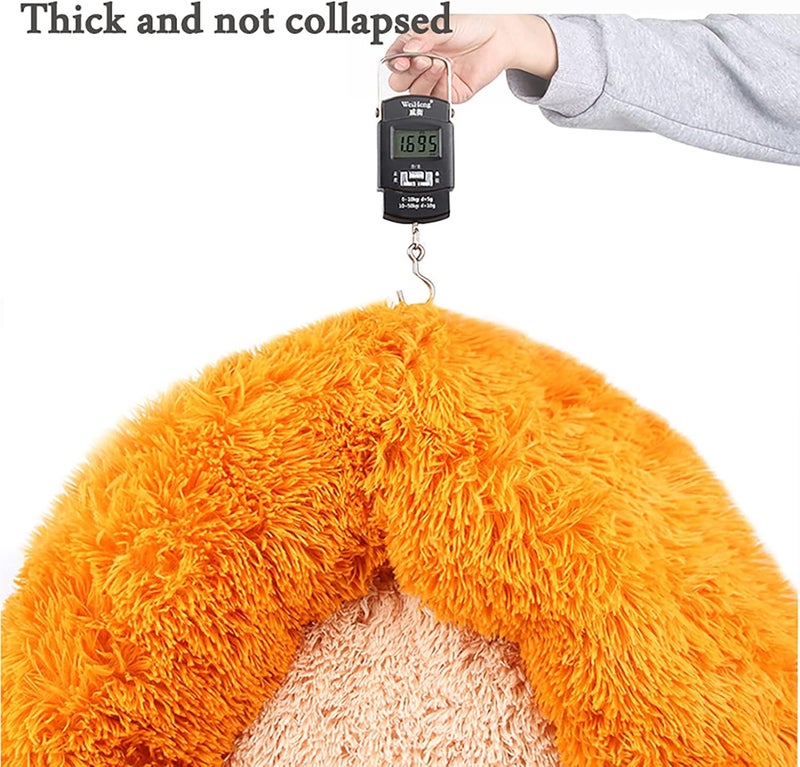 Donut Cat Bed, Donut Cuddler Dog Bed Cozy Fluffy Faux Fur Dog Cushion Bed, Outer Cover Can Zips Off, Removable and Washa,Orange,40cm (Brown 60cm) (Green 90cm) - Image 4