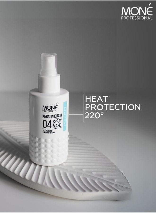 MONE Professional Moneplex 04 Spray Mask Keratin Elixir - Leave-in Hair Restoration Spray With Amino Acids & Liquid Keratin - Thermal Protection Up To 220°c - Revitalizes Severely Damaged Hair, 150 ml.  - Image 3
