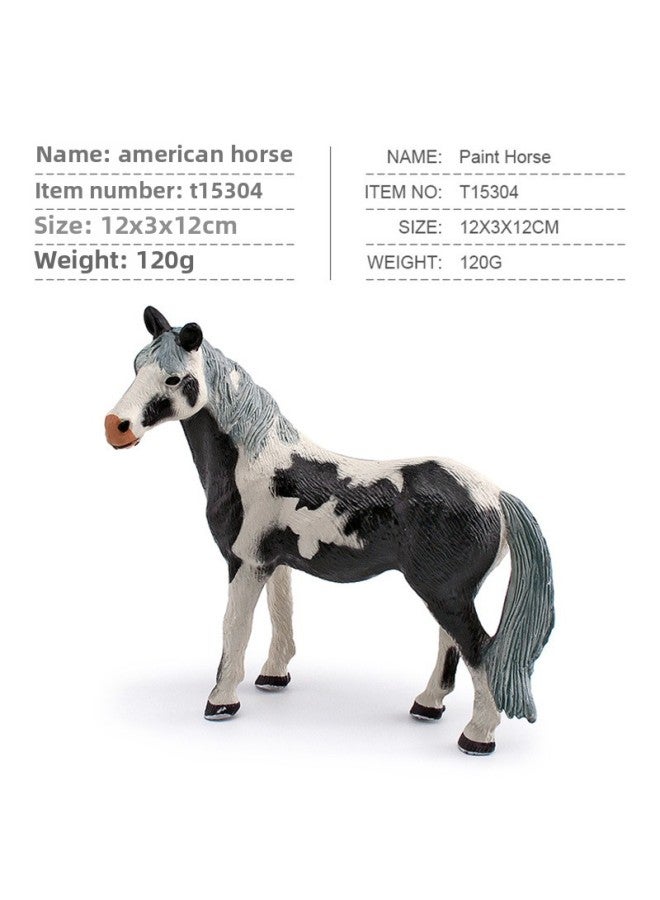 Simulation Horse Model Children's Cognitive Pint Stallion Black And White Flower Mare Arabian Martial Horse Ornaments-Color:T15304 American Pinto Horse 120g  - Image 1