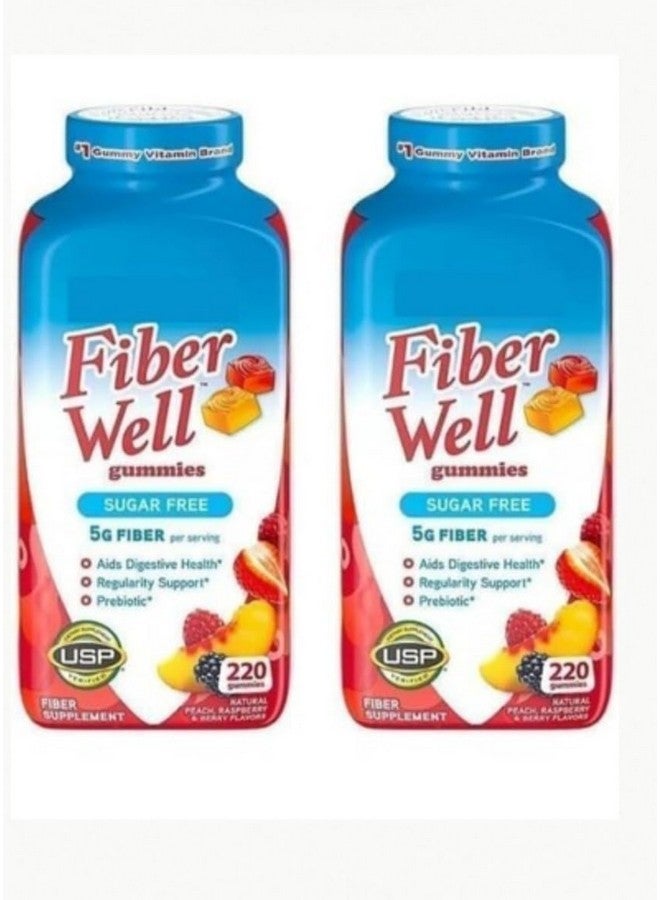 Generic Fiber Well Sugar Free Gummies Supplement, Peach, Strawberry and BlackBerry Flavored (2 Bottles, Sugar Free)  - Image 1