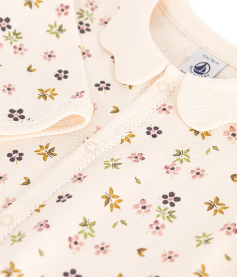 Petit Bateau Babies' cotton floral print footless pyjama suit