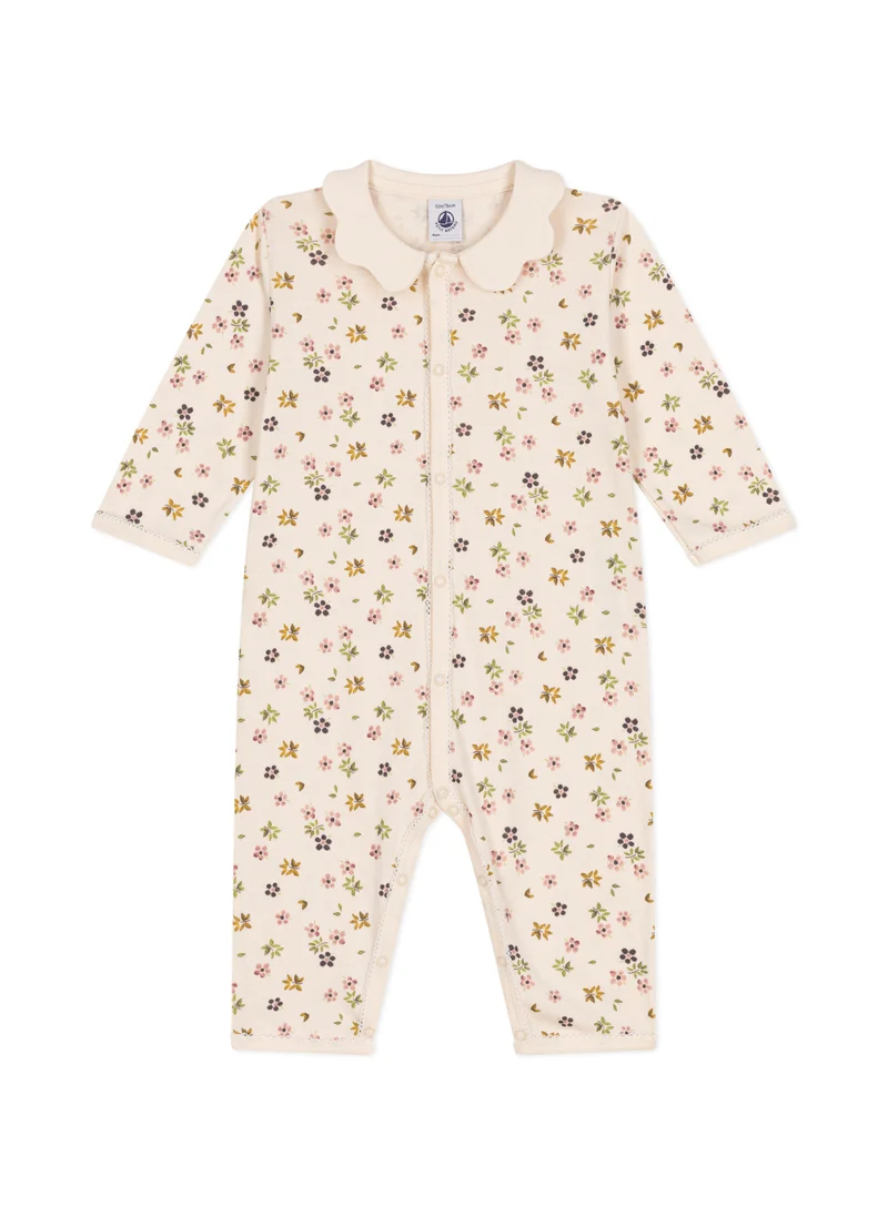 Petit Bateau Babies' cotton floral print footless pyjama suit