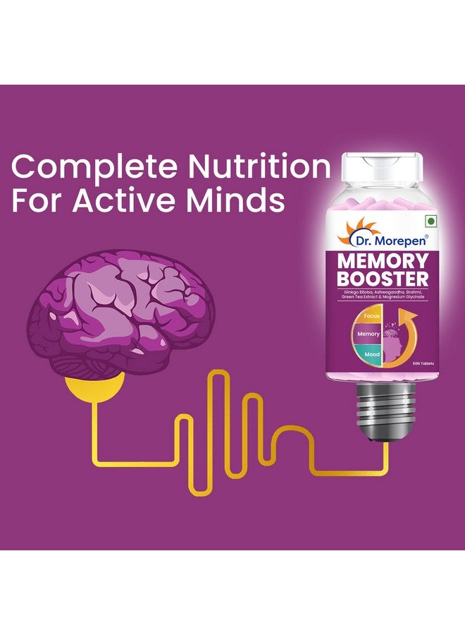 Dr. Morepen أقراص ذاكرة وتركيز ومزاج من دكتور موريبين مع جابا، أشواغاندا وبابونج لصحة الدماغ - عبوة 60 قرص نباتي، حزمة من 2 - Image 3