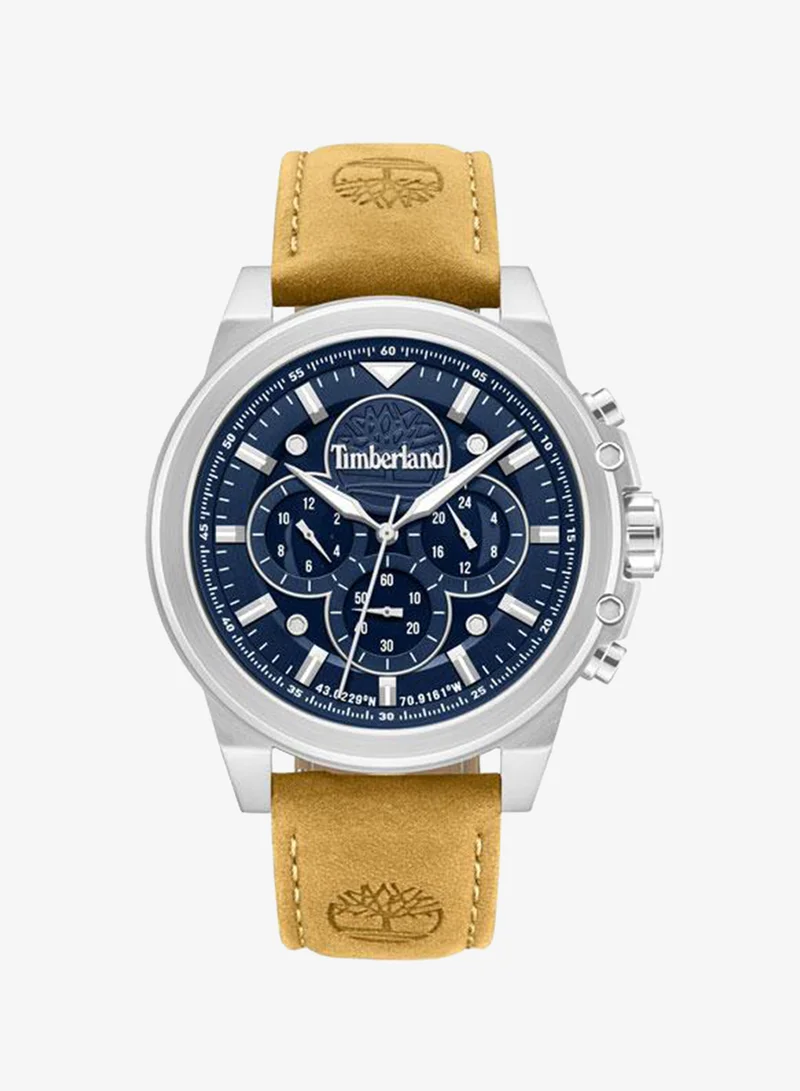 تمبرلاند Fast Strike Blue Dial Leather Strap Multifunction Watch for Men, 46mm