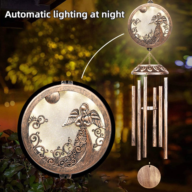 FSVGYY Solar Angel Wind Chimes for Outside-Memorial Wind Chimes- Memorial Wind Chime for Garden/Patio Decor Gifts for Mom Women-Loss of Loved One (33 Inch Deep Tone) - Image 5