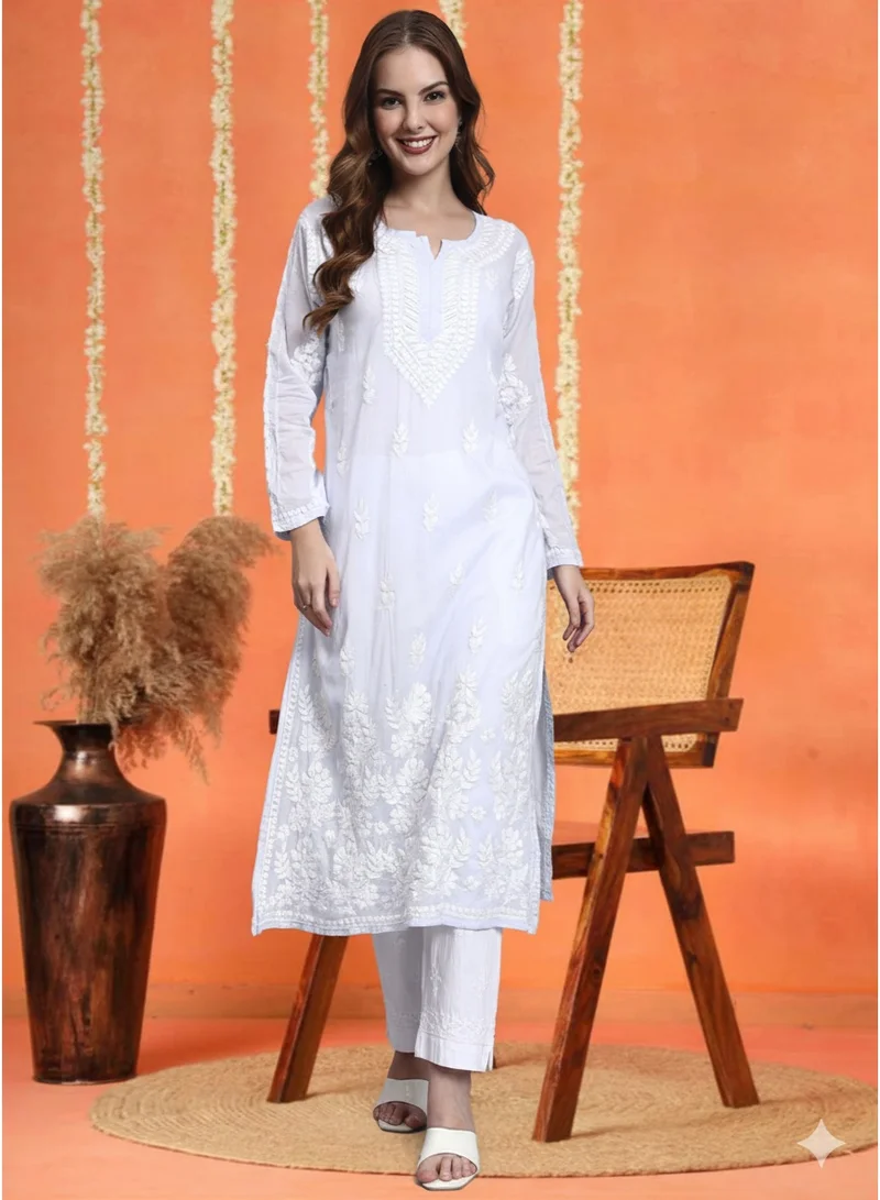 الايا كرتة قطنية مطرزة يدوياً بتطريز شيكانكاري للنساء