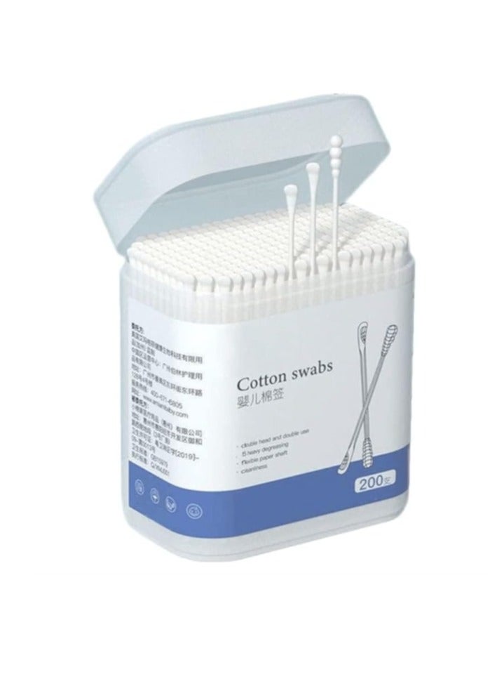 OASIS-TH 200Pcs Baby Cotton Swabs, Ear Cleaners, Double-headed Design, Applicator Cleaning Sticks Wax Cleaner for Baby Ear Nose Clean  - Image 1