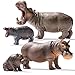 THINKBAY 4PCS Hippo Safari Zoo Animals Figurines Toys Plastic Animals Figures Toy for Kids Includes Solid Hippopotamus and Cubs Birthday Gift Party Favors Cake Toppers for Boys Girls - Image 2
