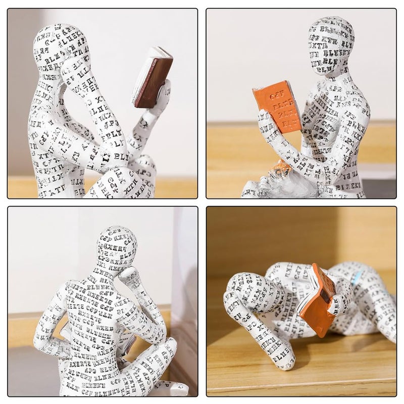 Joogour Modern Reading Woman Figurine - Home Decor Pulp Thinker Statu  Reading Women Sculpture Decoration for Home  Office  Living Room and Bookworms Abstract Thinker Statue for Shelf  Desk or Table (B) - Image 3