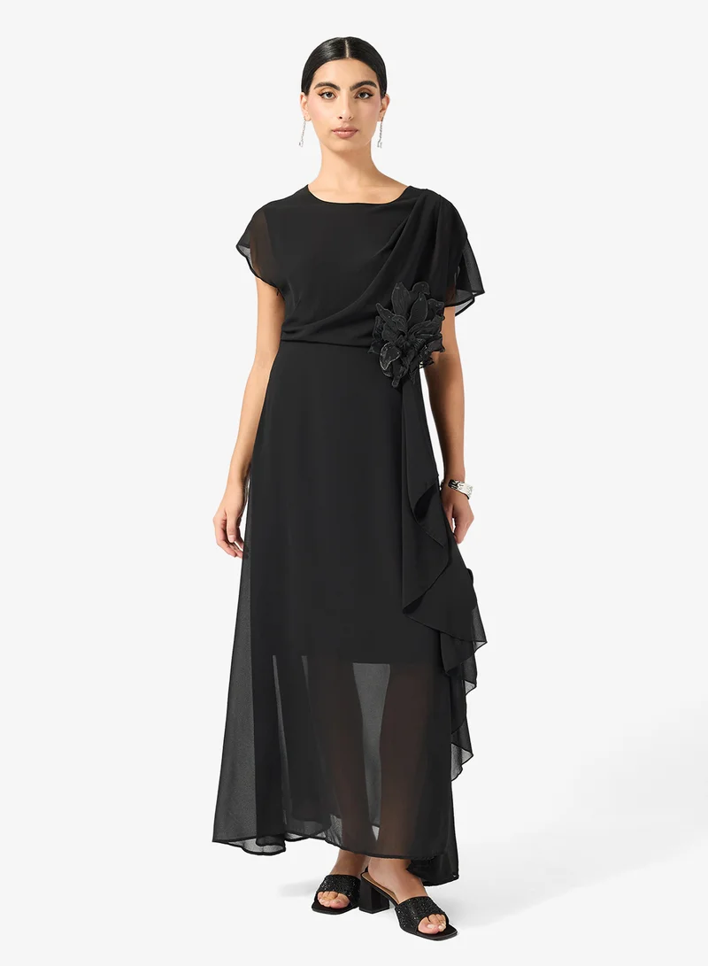 Ella  A-line Dress With Waist Corsage for Women | Best Price UAE