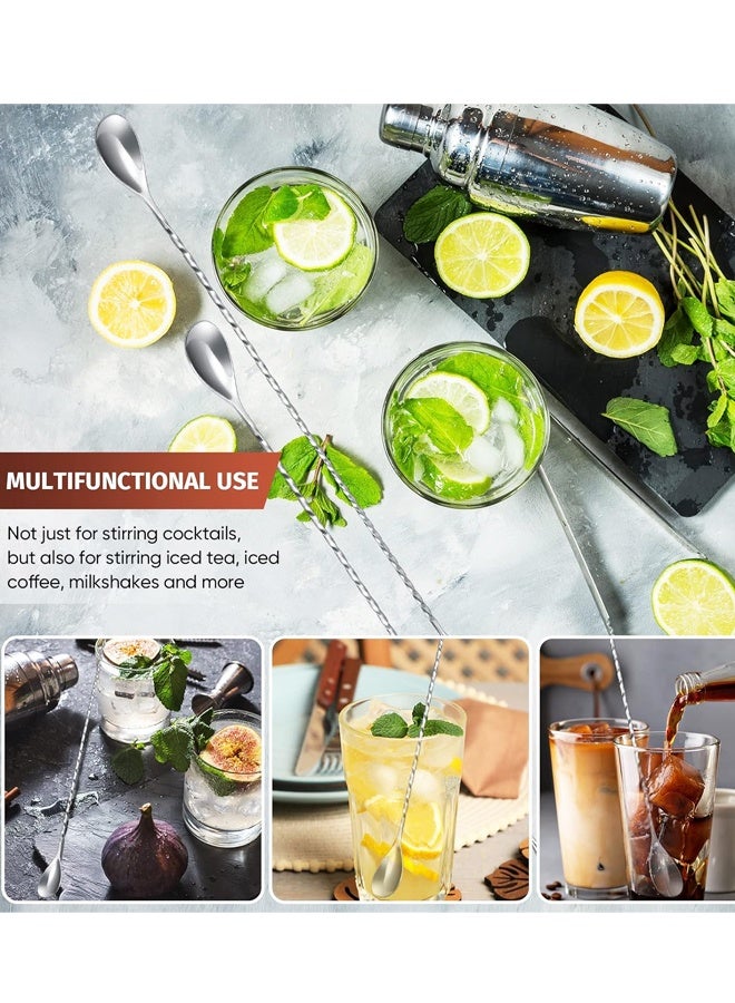 2 حزمة محركات ، ملعقة طويلة للحلط ، 12 بوصة محترفة ملعقة الحلط الدوارة للبارنترز ، خلط البار المنزلي صنع - Image 5