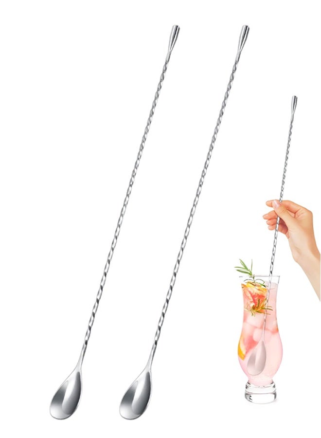 2 حزمة محركات ، ملعقة طويلة للحلط ، 12 بوصة محترفة ملعقة الحلط الدوارة للبارنترز ، خلط البار المنزلي صنع - Image 1