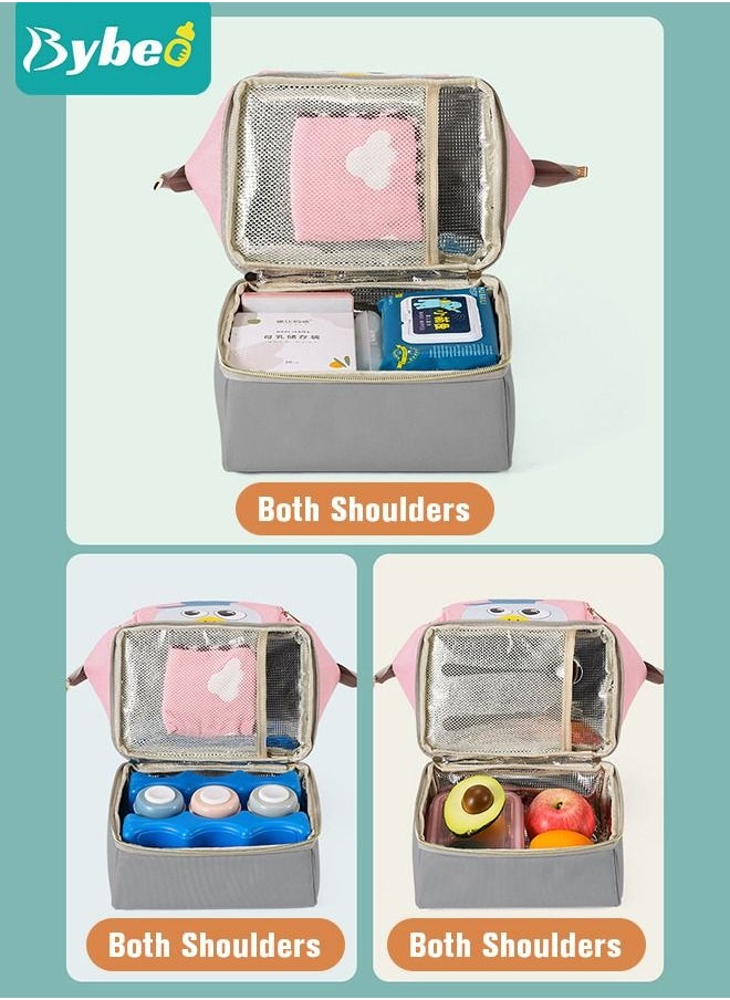 Bybeo Diaper Bag Milk Cooler Bags, Double Layers Tote Pump Backpack, Multi-purpose Cute Mummy and Milk Preservation Bag for Mummy Large Capacity Handbag Gift for New Moms  - Image 4