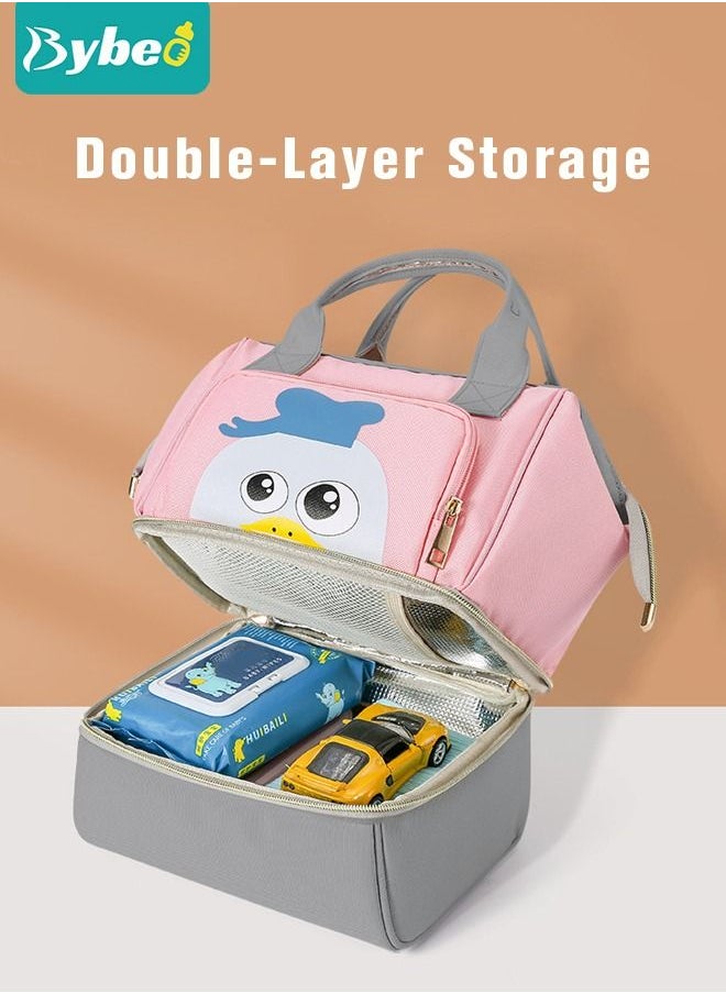 Bybeo Diaper Bag Milk Cooler Bags, Double Layers Tote Pump Backpack, Multi-purpose Cute Mummy and Milk Preservation Bag for Mummy Large Capacity Handbag Gift for New Moms  - Image 2