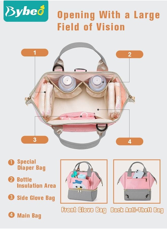 Bybeo Diaper Bag Milk Cooler Bags, Double Layers Tote Pump Backpack, Multi-purpose Cute Mummy and Milk Preservation Bag for Mummy Large Capacity Handbag Gift for New Moms  - Image 3