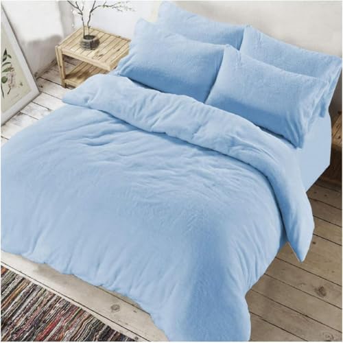 S&S Sands® Super Soft Double Bed Woollen Quilt Cover, 310TC Warm Duvet Cover, Woolen Duvet Cover/Rajai Cover/Blanket Cover/Quilt Cover King Size=90x100 Inches, Winter Blanket Cover (Sky) - Image 1