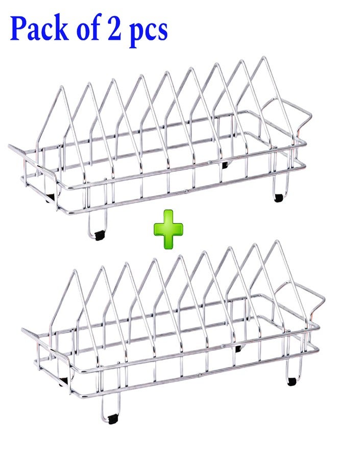 GLOCY Dish Drying Rack, Chrome-Plated Wire Frame, Drawer Kitchen Organiser,Stainless Steel Plate Stand (Set of 2) - Image 4