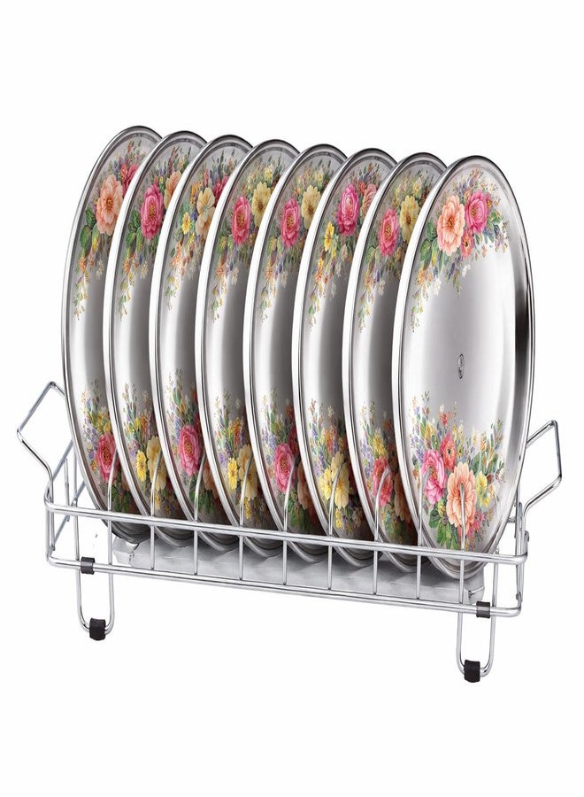 GLOCY Dish Drying Rack, Chrome-Plated Wire Frame, Drawer Kitchen Organiser,Stainless Steel Plate Stand (Set of 2) - Image 5