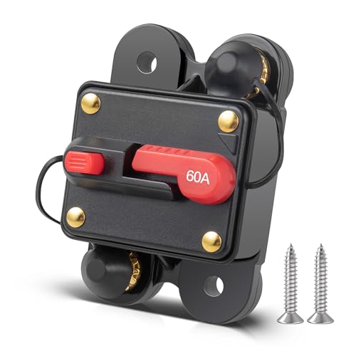 RED WOLF قاطع الدائرة للسيارة RED WOLF 60 أمبير مع مفتاح إعادة تعيين يدوي للزوارق ومحركات التجديف والمركبات البحرية وATV والمقطورات وأنظمة الصوت الإلكترونية والبطاريات وأنظمة الطاقة الشمسية 12V-48V - Image 1
