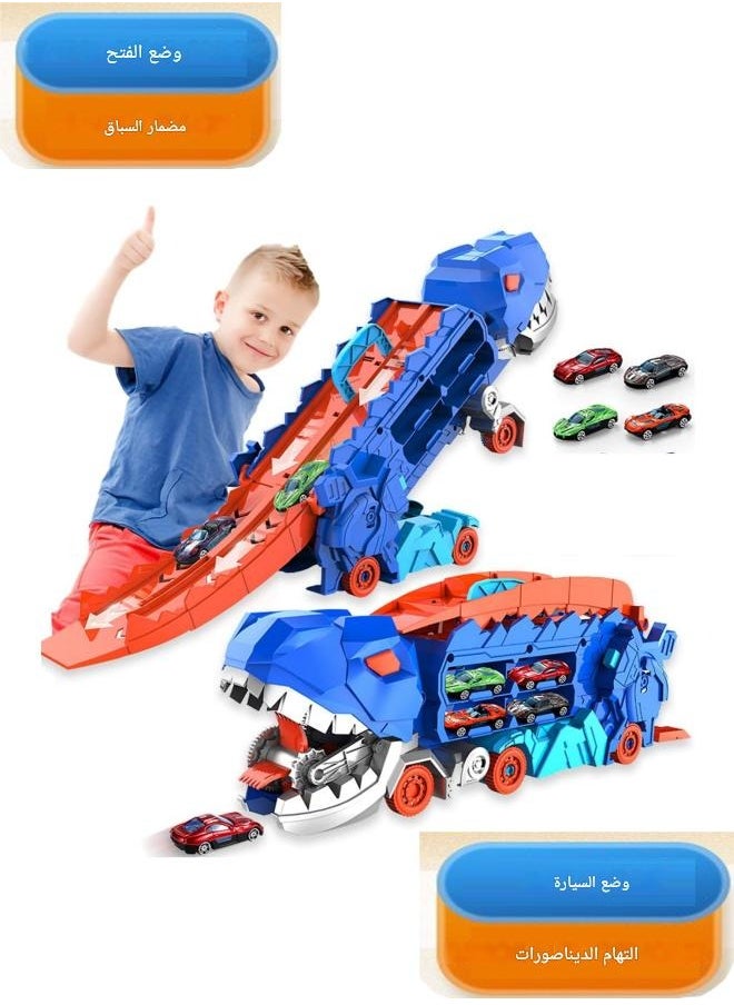 tangs Dinosaur Transformer Truck - T-Rex Car Carrier with 4 Alloy Racing Cars (Interactive STEM Toy for Kids 3-7)  - Image 2