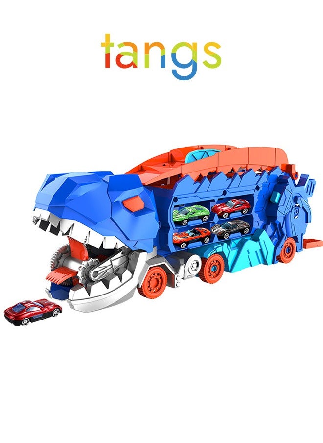 tangs Dinosaur Transformer Truck - T-Rex Car Carrier with 4 Alloy Racing Cars (Interactive STEM Toy for Kids 3-7)  - Image 1