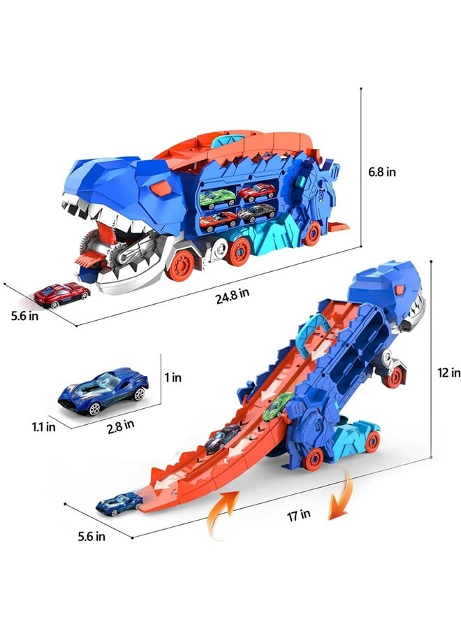 tangs Dinosaur Truck Toys , T-Rex Dinosaur Transporter Car Carrier with Foldable Sliding, City Dinosaur Ultimate Hauler Track Toy Transforms into Dino, Toys Gifts for Age 3 4 5 6 7 Year & Up Boy Girls Best Gift，Best Ramadan Birthday Gifts for Kids(4 Cars) - Image 5