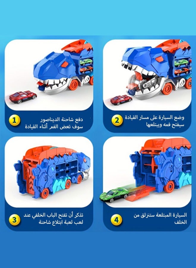 tangs Dinosaur Truck Toys , T-Rex Dinosaur Transporter Car Carrier with Foldable Sliding, City Dinosaur Ultimate Hauler Track Toy Transforms into Dino, Toys Gifts for Age 3 4 5 6 7 Year & Up Boy Girls Best Gift，Best Ramadan Birthday Gifts for Kids(4 Cars) - Image 2