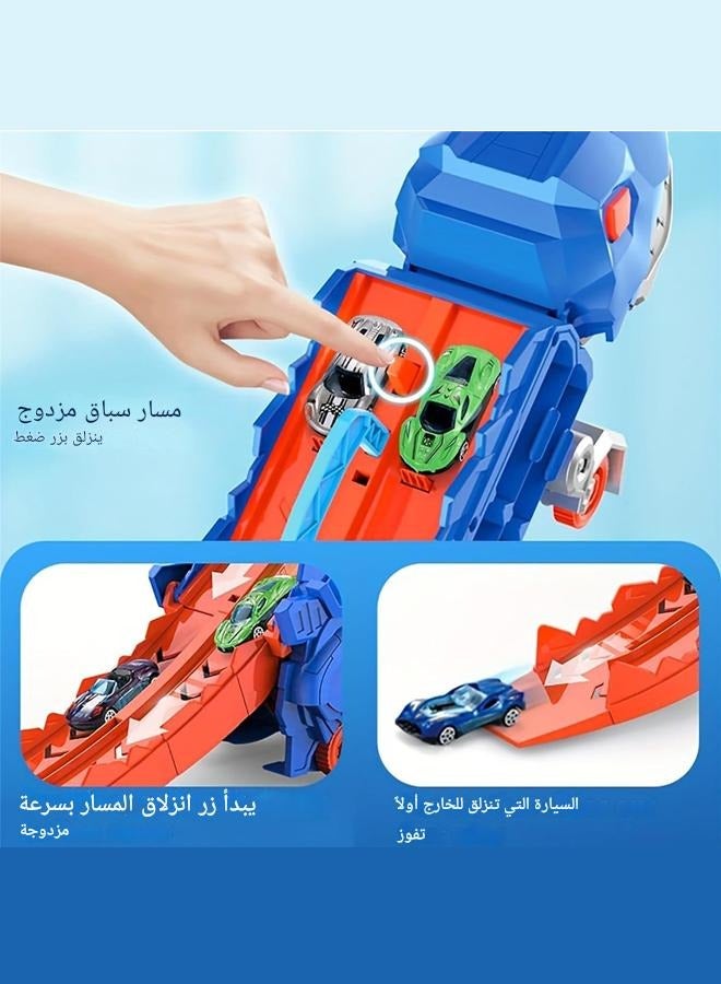 tangs Dinosaur Truck Toys , T-Rex Dinosaur Transporter Car Carrier with Foldable Sliding, City Dinosaur Ultimate Hauler Track Toy Transforms into Dino, Toys Gifts for Age 3 4 5 6 7 Year & Up Boy Girls Best Gift，Best Ramadan Birthday Gifts for Kids(4 Cars) - Image 4