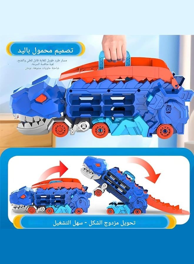 tangs Dinosaur Truck Toys , T-Rex Dinosaur Transporter Car Carrier with Foldable Sliding, City Dinosaur Ultimate Hauler Track Toy Transforms into Dino, Toys Gifts for Age 3 4 5 6 7 Year & Up Boy Girls Best Gift，Best Ramadan Birthday Gifts for Kids(4 Cars) - Image 3
