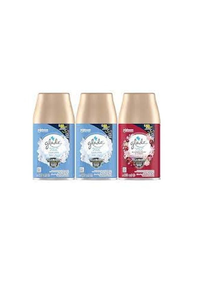 Glade Automatic Air Freshener Refill with 3 x 269ml Refill 2pcs Clean Linen and 1pc Rose & Wild Berry Fragrance - Image 1