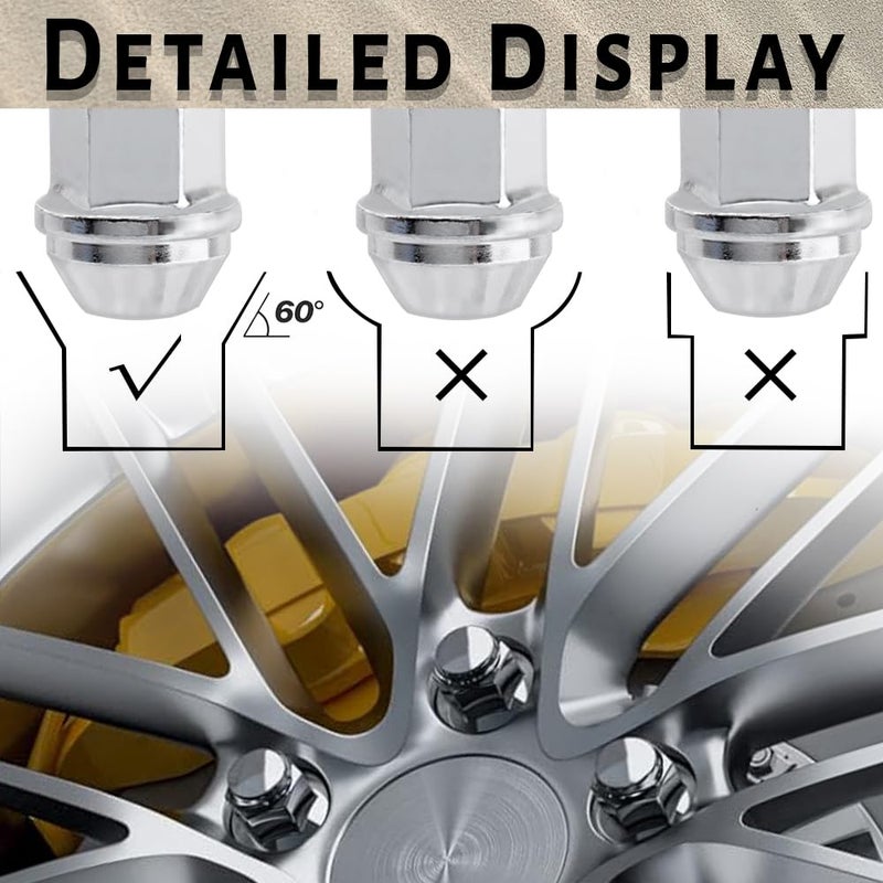Gdydi 20 Pcs 14x1.5 One-Piece Chrome OEM Factory Style Lug Nuts for Stock Wheels, Replacement for 2015/2016/2017/2018/2019/2020 Mustang Edge MKX MKZ Aviator - Image 4