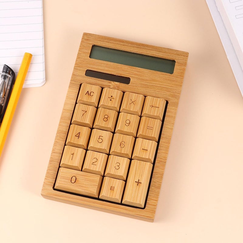 Abaodam 18-Key Portable Solar Calculator with Right Angle Design for Office Use, Electronic Solar-Powered Basic Calculator for Students and Professionals - Image 1